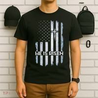 Patriotic Easter American Flag He Is Risen Easter T-Shirt thumb 6