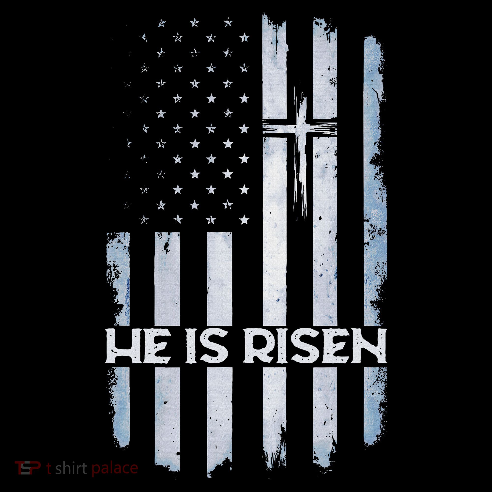Patriotic Easter American Flag He Is Risen Easter Bucket Hat