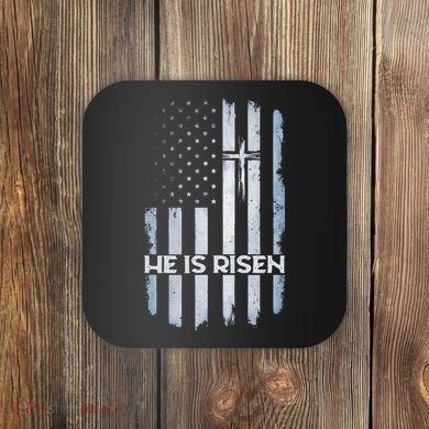 Patriotic Easter American Flag He Is Risen Easter Coaster