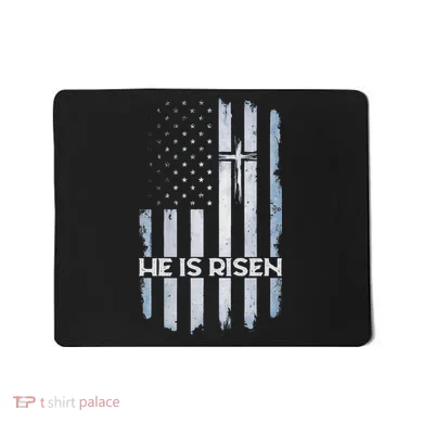 Patriotic Easter American Flag He Is Risen Easter Mousepad