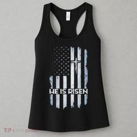 Patriotic Easter American Flag He Is Risen Easter Women's Tank Top thumb 3