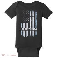 Patriotic Easter American Flag He Is Risen Easter Baby Bodysuit thumb 0