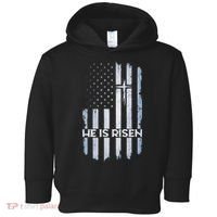 Patriotic Easter American Flag He Is Risen Easter Toddler Hoodie thumb 0