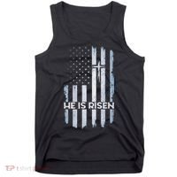 Patriotic Easter American Flag He Is Risen Easter Tank Top thumb 0