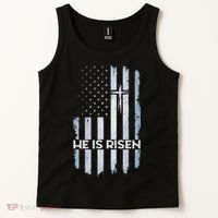 Patriotic Easter American Flag He Is Risen Easter Tank Top thumb 2