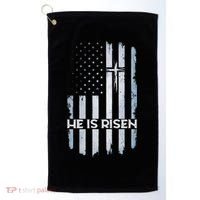 Patriotic Easter American Flag He Is Risen Easter Golf Towel thumb 0