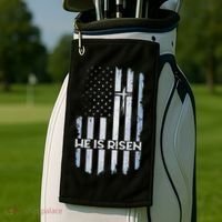 Patriotic Easter American Flag He Is Risen Easter Golf Towel thumb 2