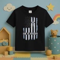 Patriotic Easter American Flag He Is Risen Easter Toddler T-Shirt thumb 3