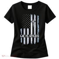 Patriotic Easter American Flag He Is Risen Easter Women's T-Shirt thumb 0