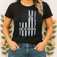 Patriotic Easter American Flag He Is Risen Easter Women's T-Shirt thumb 2