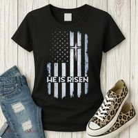Patriotic Easter American Flag He Is Risen Easter Women's T-Shirt thumb 3