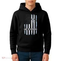 Patriotic Easter American Flag He Is Risen Easter Kids Hoodie thumb 4
