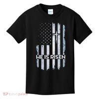 Patriotic Easter American Flag He Is Risen Easter Kids T-Shirt thumb 0
