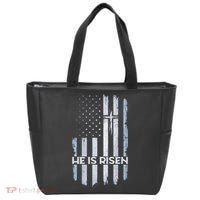 Patriotic Easter American Flag He Is Risen Easter Tote Bag thumb 0
