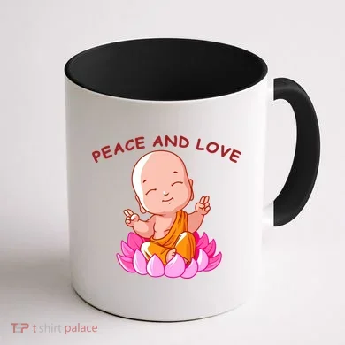 Peace And Love Buddha Coffee Mug back