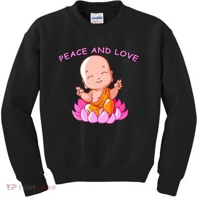 Peace And Love Buddha  Kids Sweatshirt
