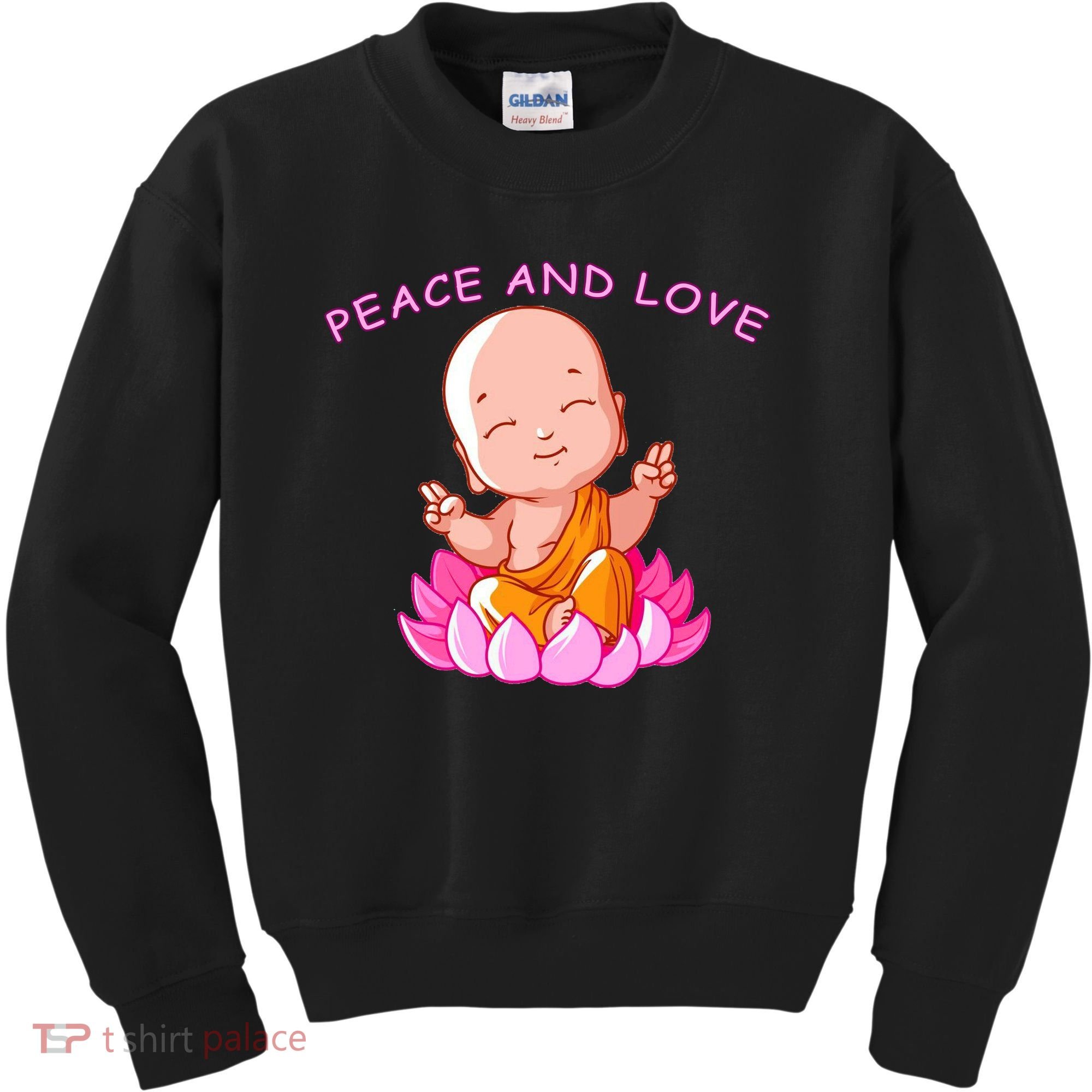 Peace And Love Buddha  Kids Sweatshirt