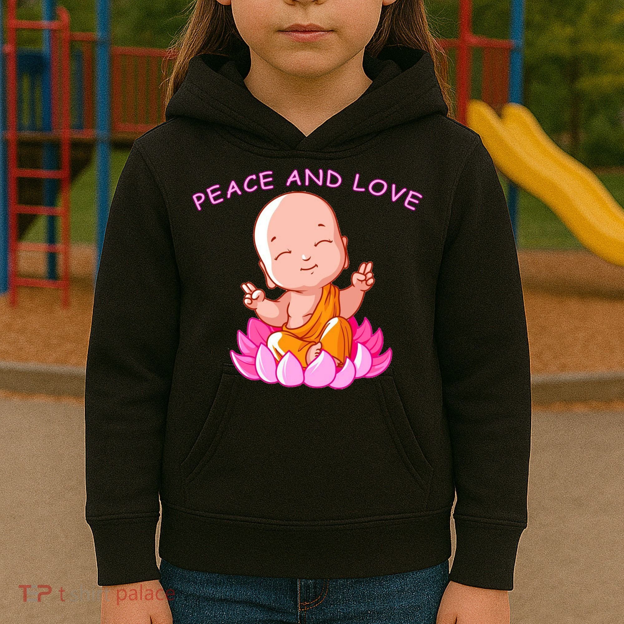 Peace And Love Buddha  Kids Hoodie