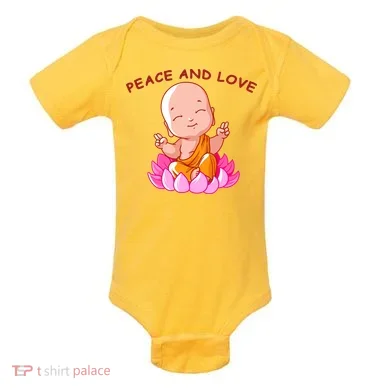 Peace And Love Buddha  Baby Bodysuit