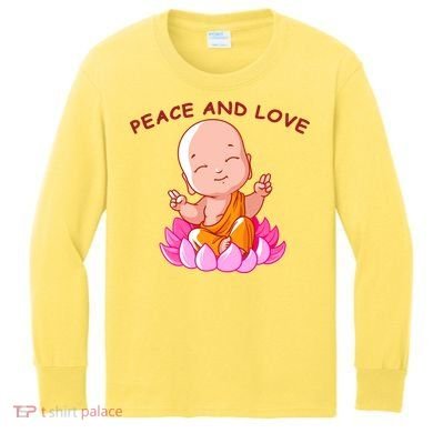 Peace And Love Buddha  Kids Long Sleeve Shirt
