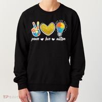 Peace Love & Autism Autism Awareness Month Women's Sweatshirt thumb 0