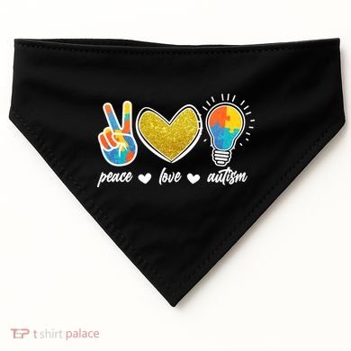 Peace Love & Autism Autism Awareness Month USA-Made Doggie Bandana