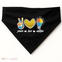 Peace Love & Autism Autism Awareness Month USA-Made Doggie Bandana thumb 0