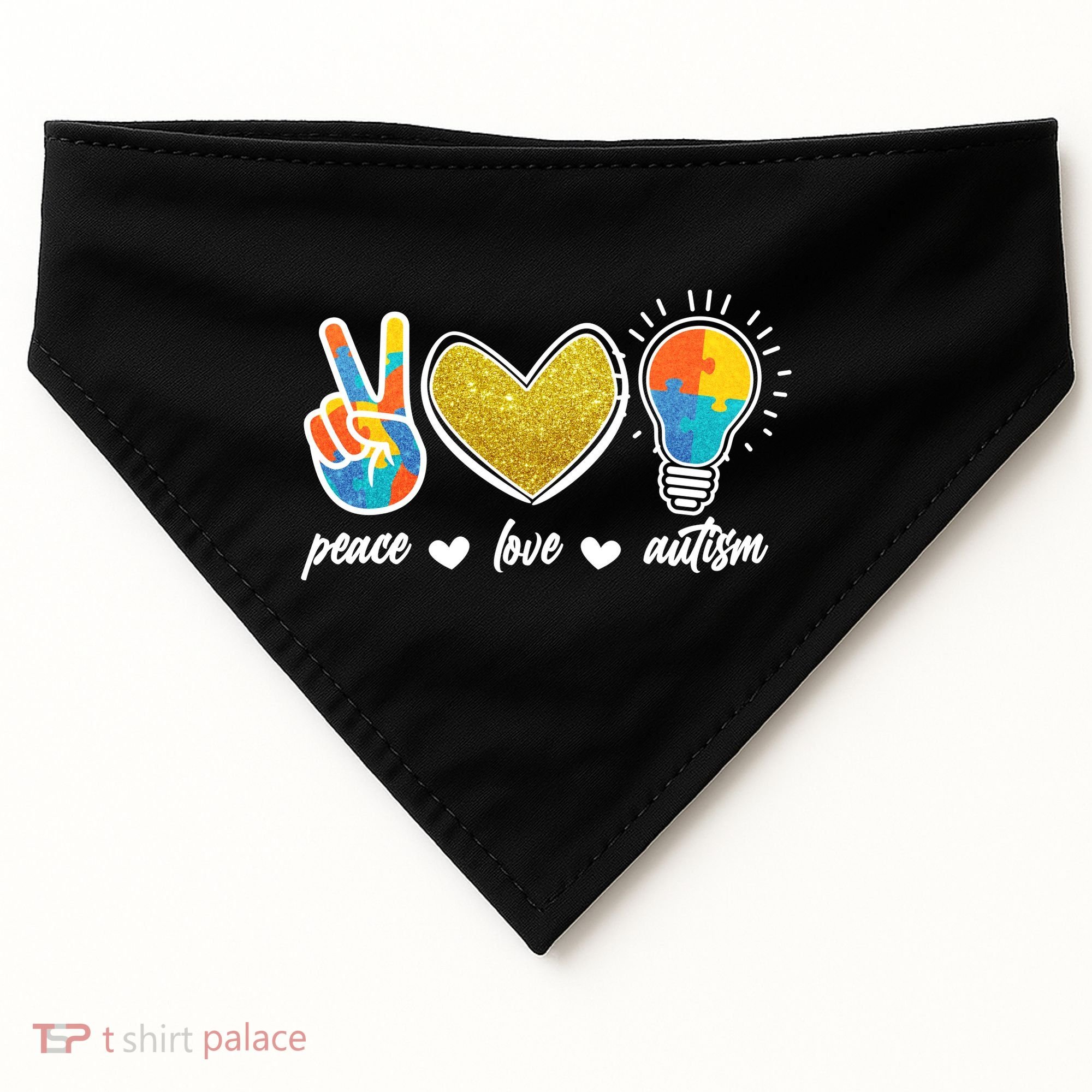 Peace Love & Autism Autism Awareness Month USA-Made Doggie Bandana