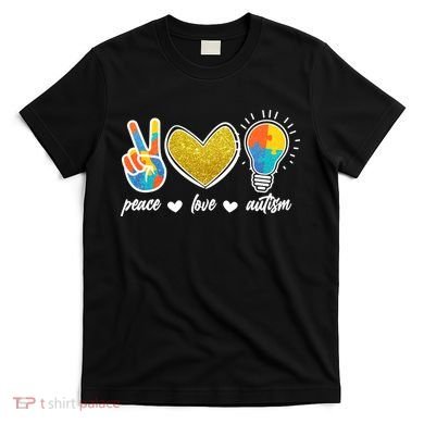 Peace Love & Autism Autism Awareness Month T-Shirt