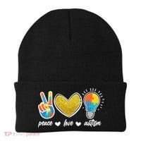 Peace Love & Autism Autism Awareness Month Beanie thumb 0