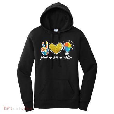 Peace Love & Autism Autism Awareness Month Women's Hoodie