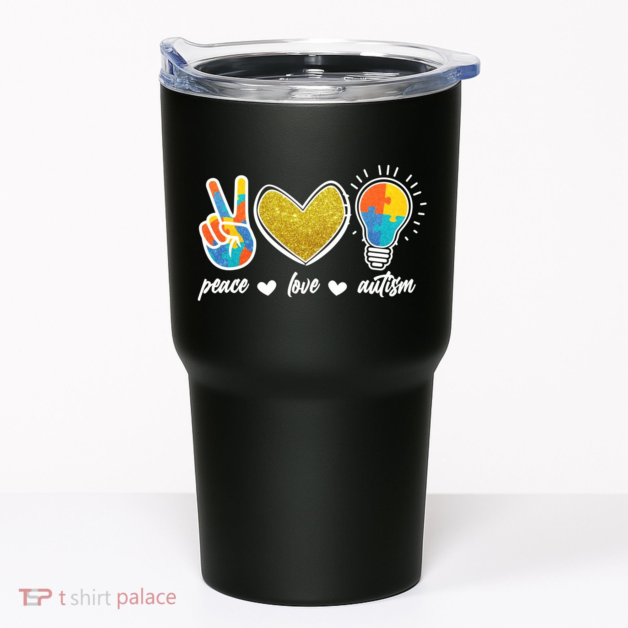 Peace Love & Autism Autism Awareness Month Tumbler