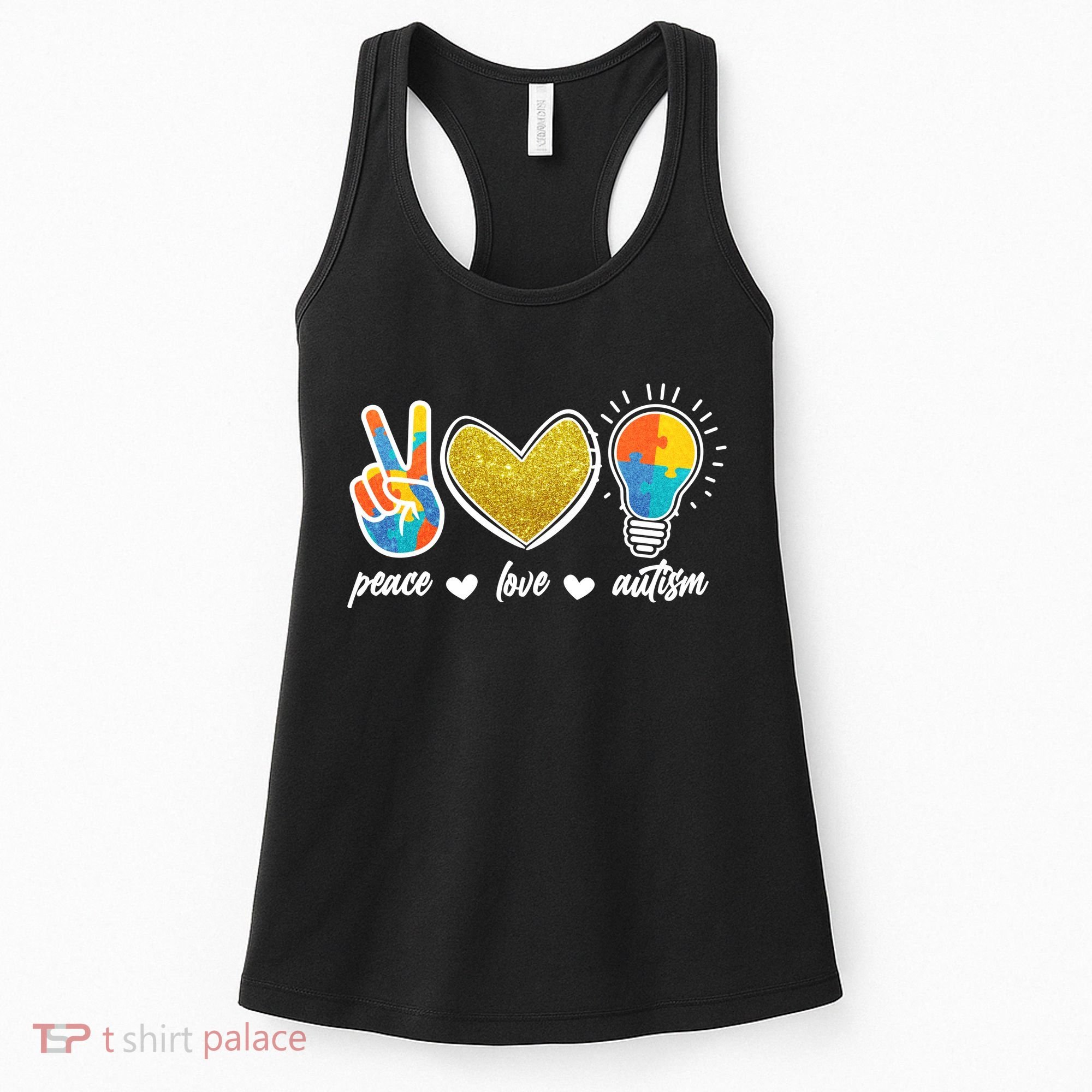Peace Love & Autism Autism Awareness Month Women's Tank Top