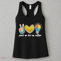 Peace Love & Autism Autism Awareness Month Women's Tank Top thumb 3