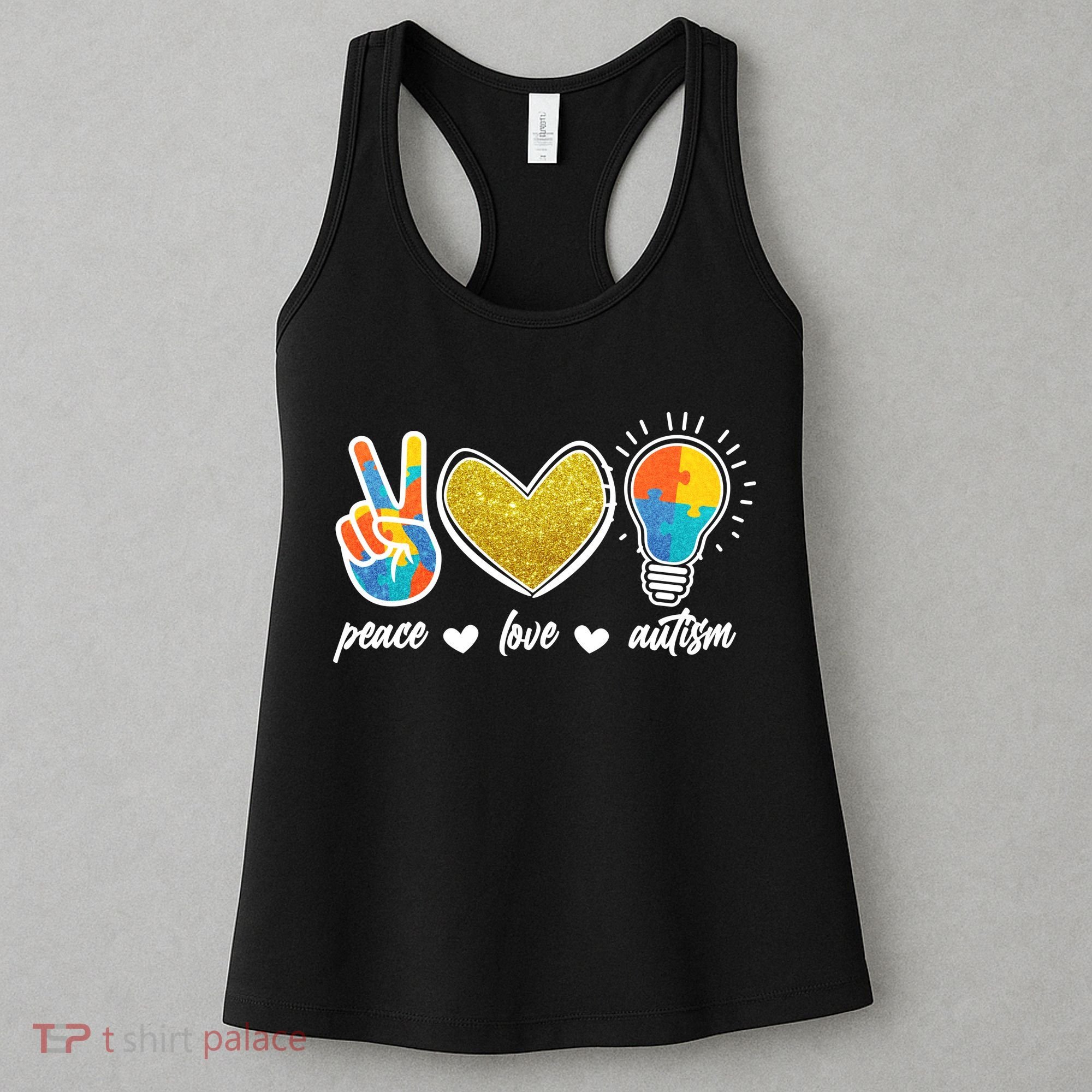 Peace Love & Autism Autism Awareness Month Women's Tank Top