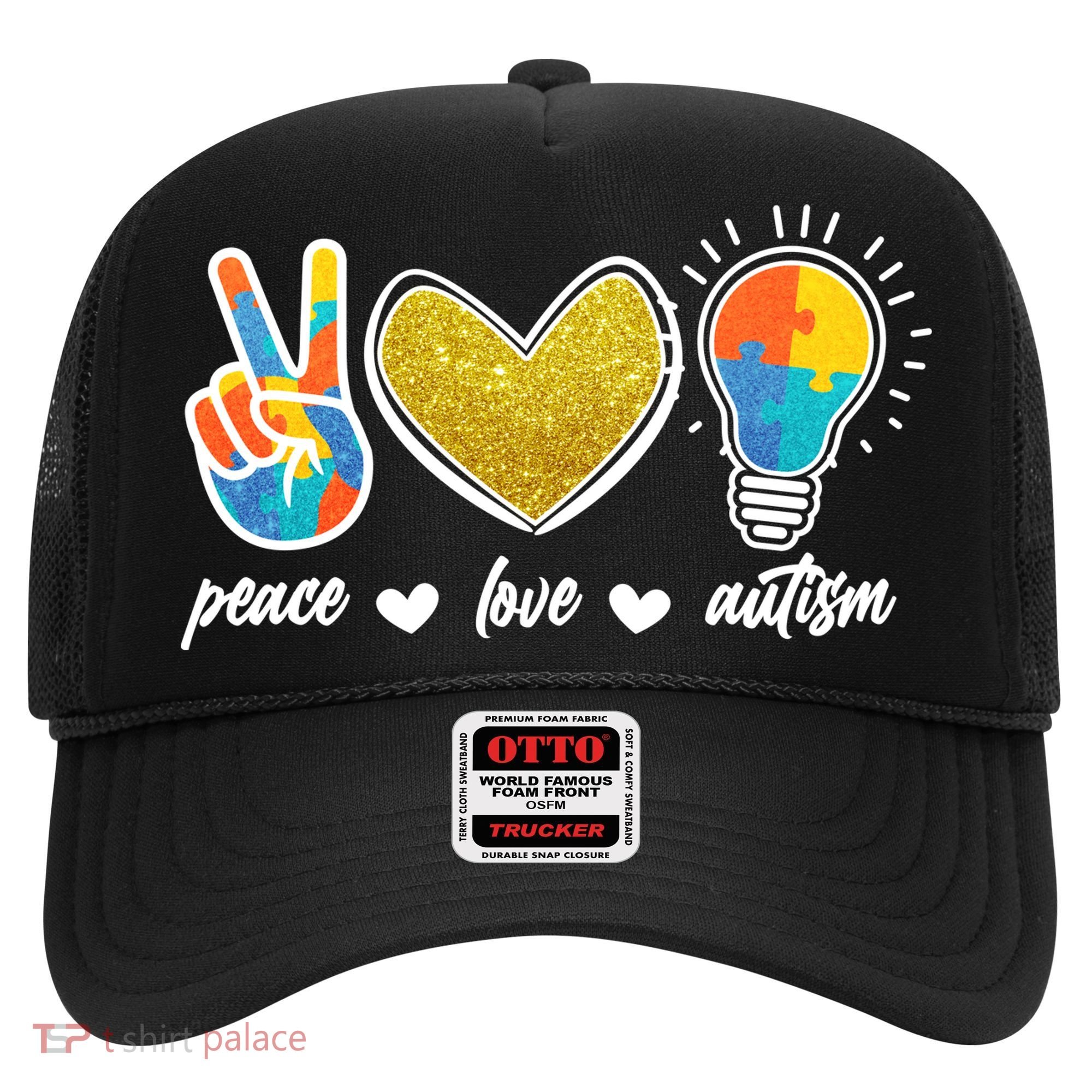 Peace Love & Autism Autism Awareness Month Hat