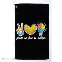Peace Love & Autism Autism Awareness Month Golf Towel thumb 0