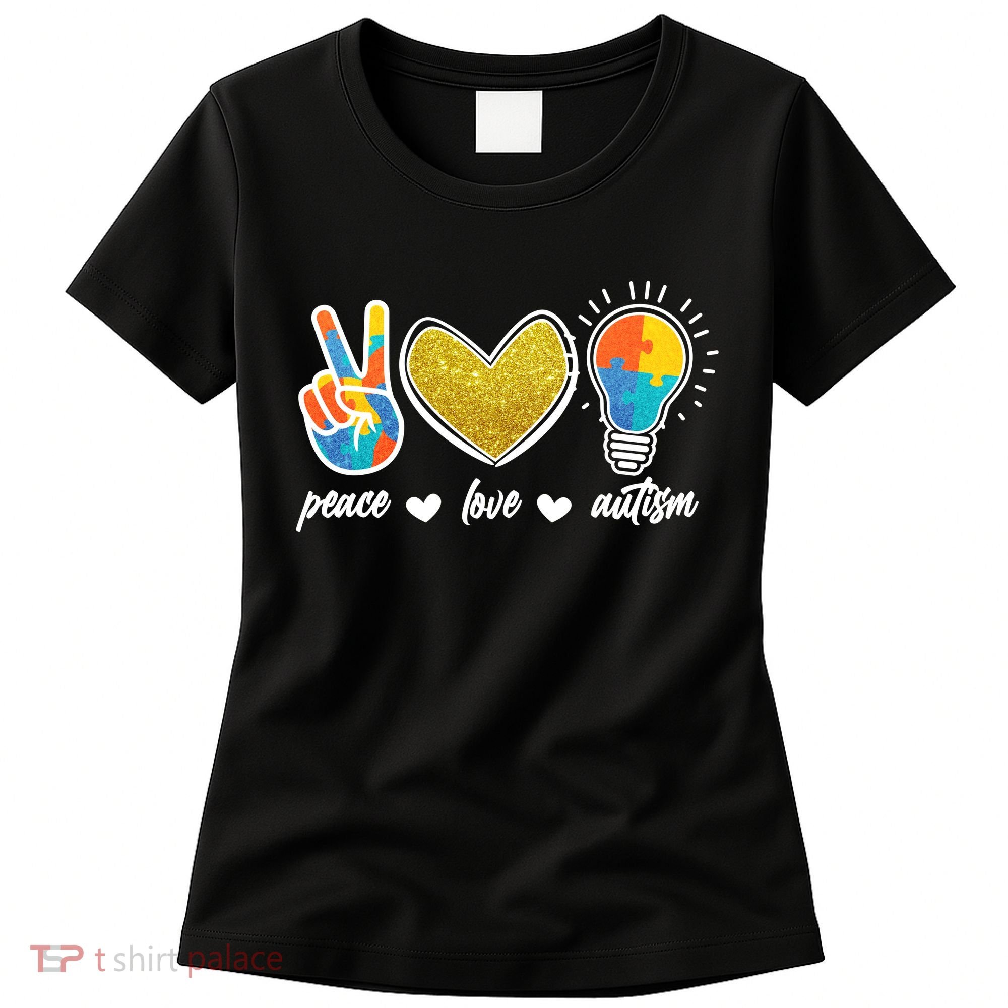 Peace Love & Autism Autism Awareness Month Women's T-Shirt