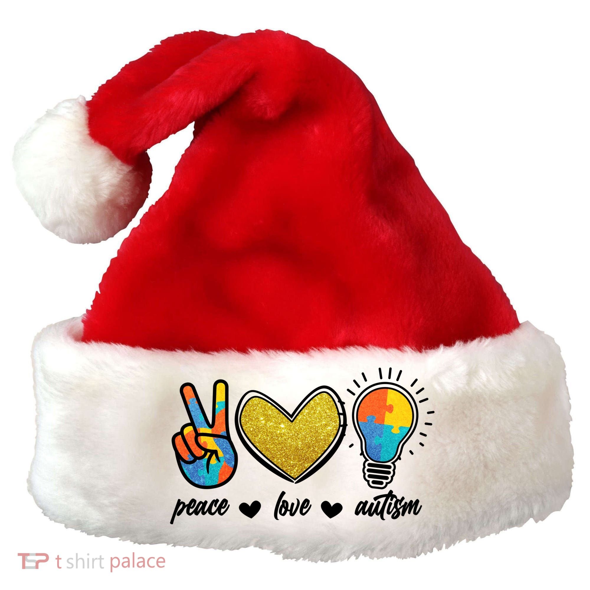 Peace Love & Autism Autism Awareness Month Santa Hat