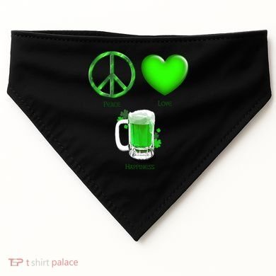 Peace Love Beer - Happiness Irish St. Patrick's Day USA-Made Doggie Bandana