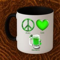 Peace Love Beer - Happiness Irish St. Patrick's Day Coffee Mug thumb 2