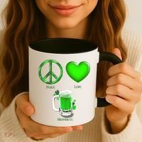Peace Love Beer - Happiness Irish St. Patrick's Day Coffee Mug thumb 3