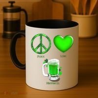 Peace Love Beer - Happiness Irish St. Patrick's Day Coffee Mug thumb 4