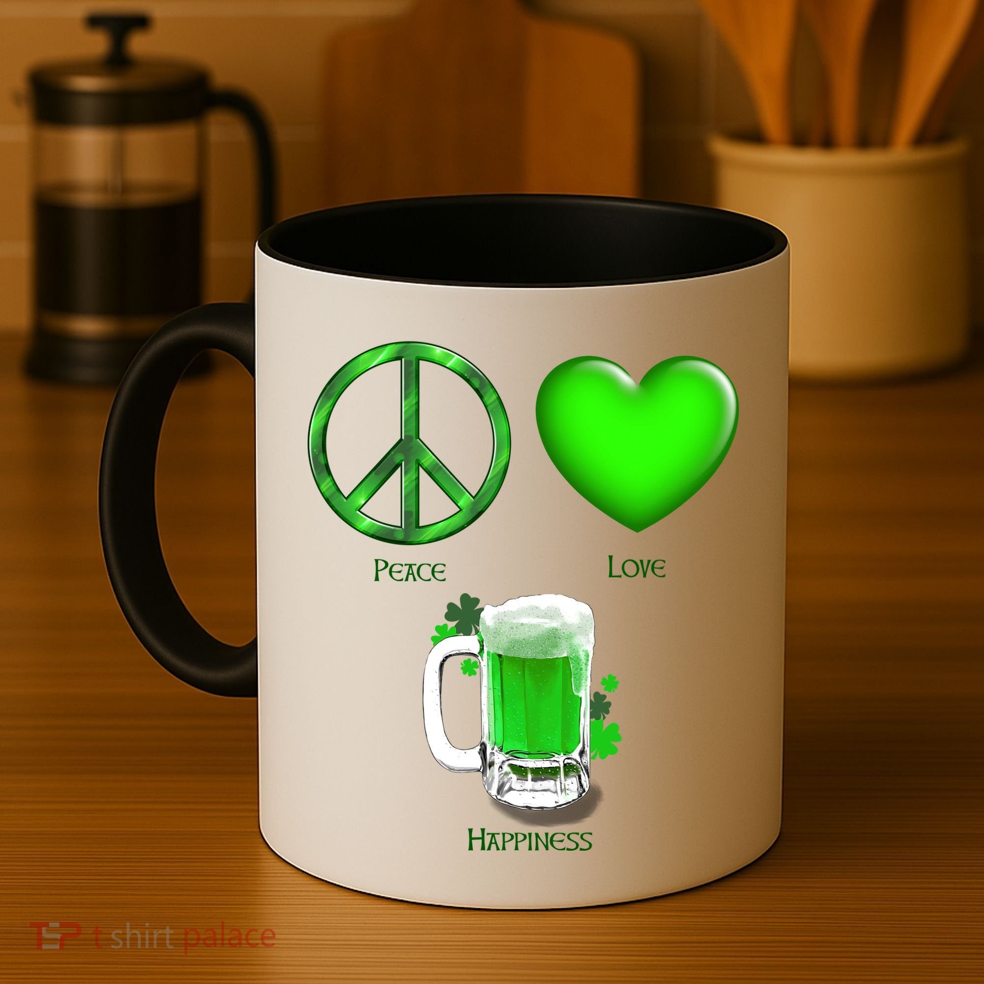 Peace Love Beer - Happiness Irish St. Patrick's Day Coffee Mug