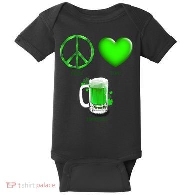 Peace Love Beer - Happiness Irish St. Patrick's Day Baby Bodysuit