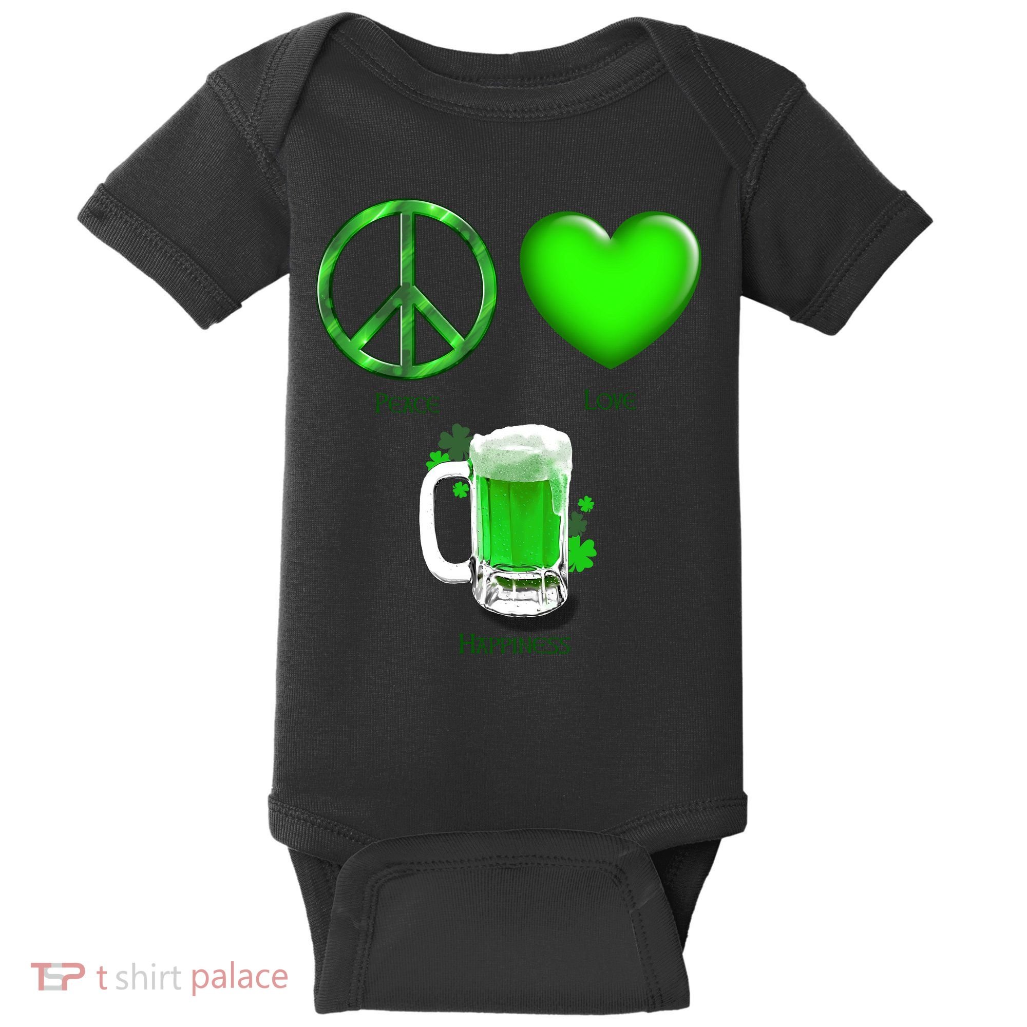 Peace Love Beer - Happiness Irish St. Patrick's Day Baby Bodysuit