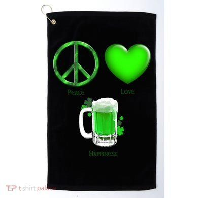 Peace Love Beer - Happiness Irish St. Patrick's Day Golf Towel