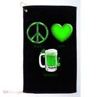 Peace Love Beer - Happiness Irish St. Patrick's Day Golf Towel thumb 0