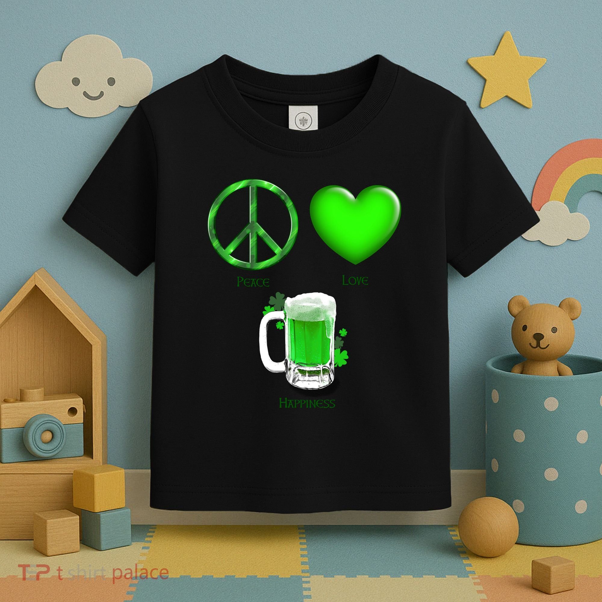 Peace Love Beer - Happiness Irish St. Patrick's Day Toddler T-Shirt