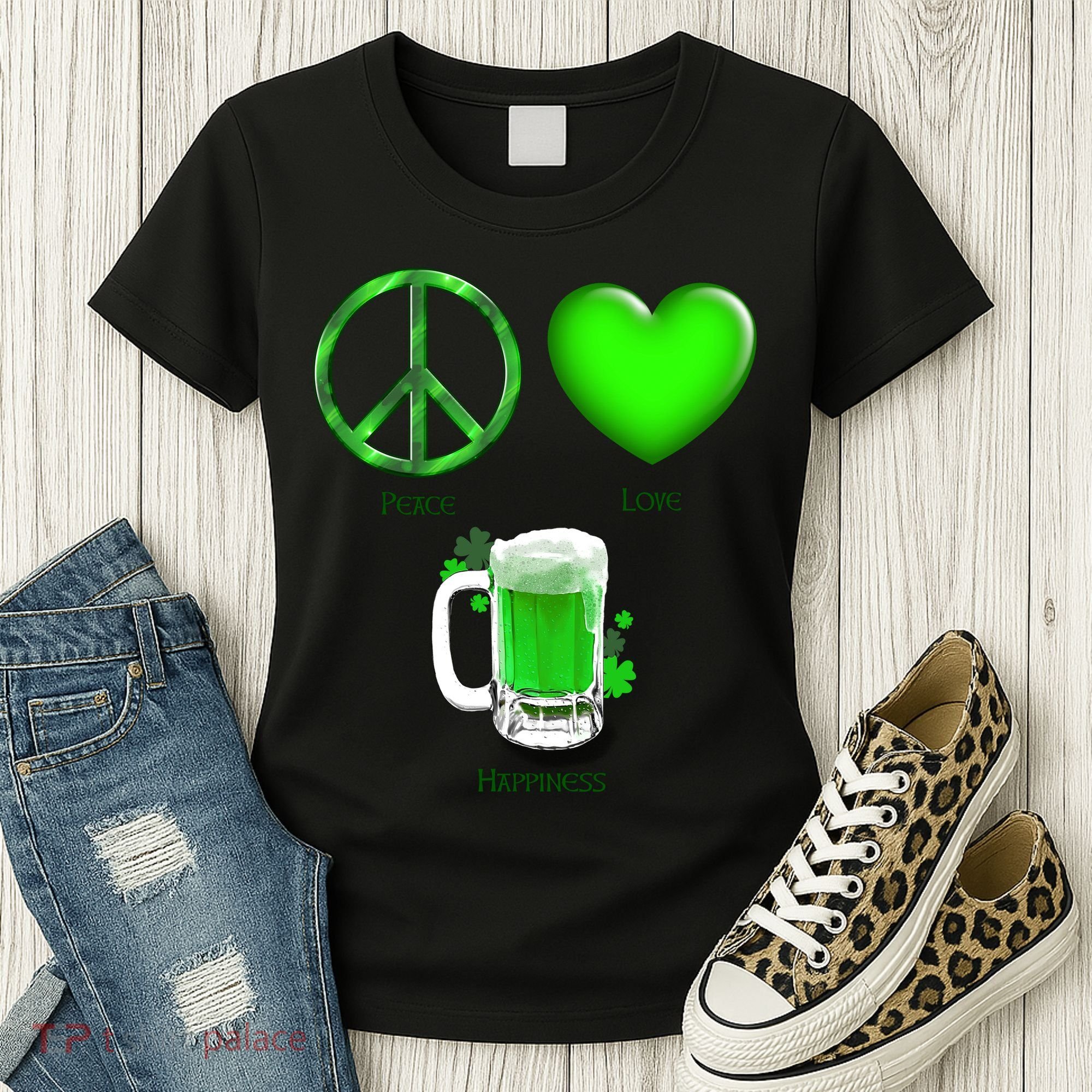 Peace Love Beer - Happiness Irish St. Patrick's Day Women's T-Shirt